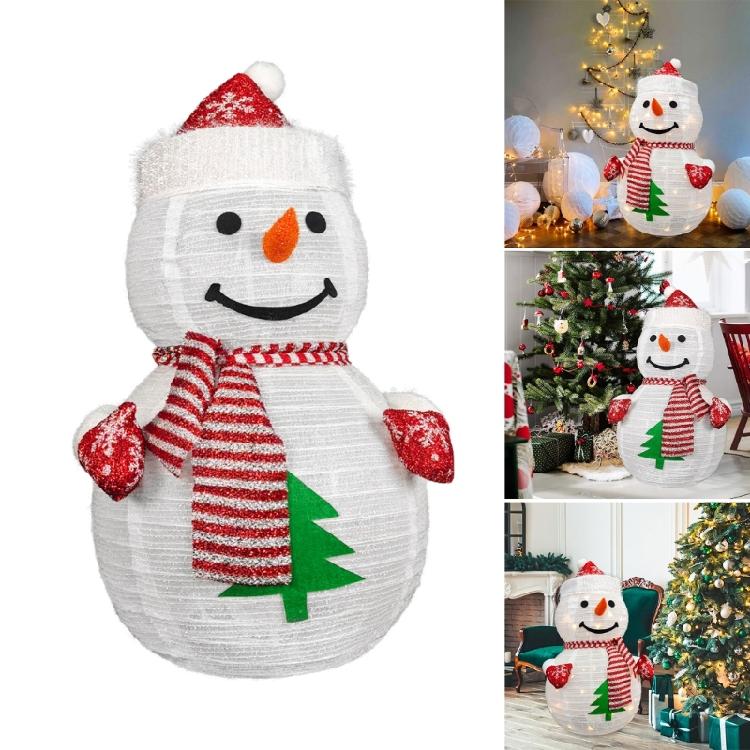 Festival Foldable LED Snowman Durable Metal Fabric Snowman Charm with LED Lights for Christmas Party Ambiances