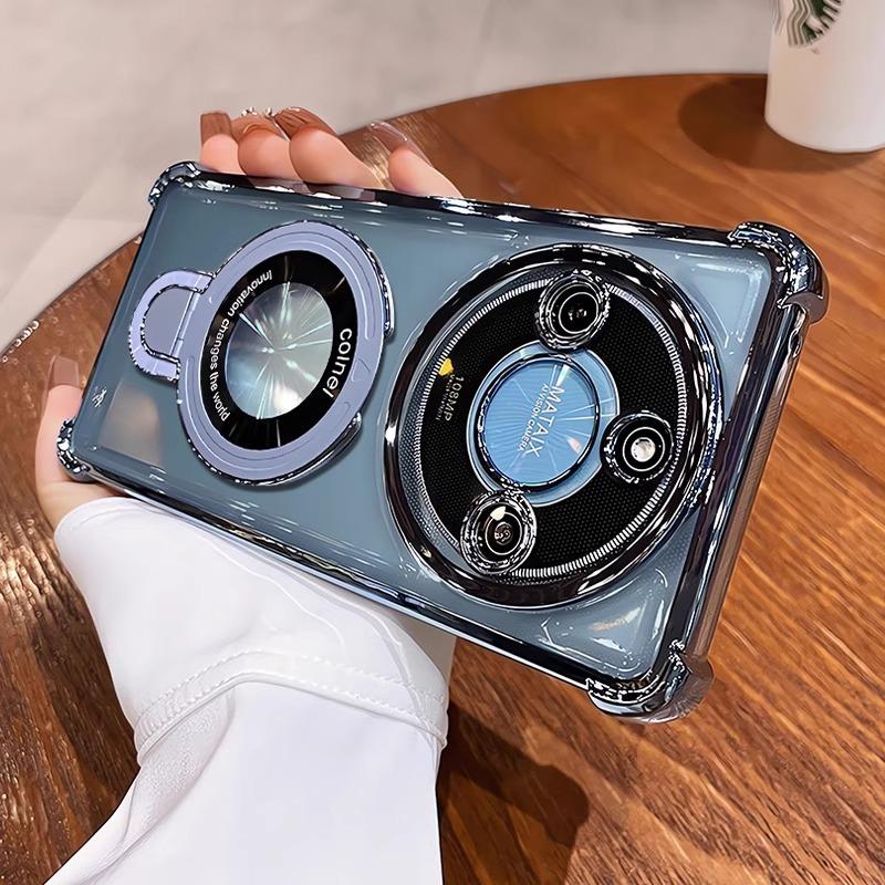 For Honor Magic 7 Lite 6 5 Lite X9C Case Magnetic Holder Luxury Plating Airbag Soft Silicone Transparent Shockproof Back Cover