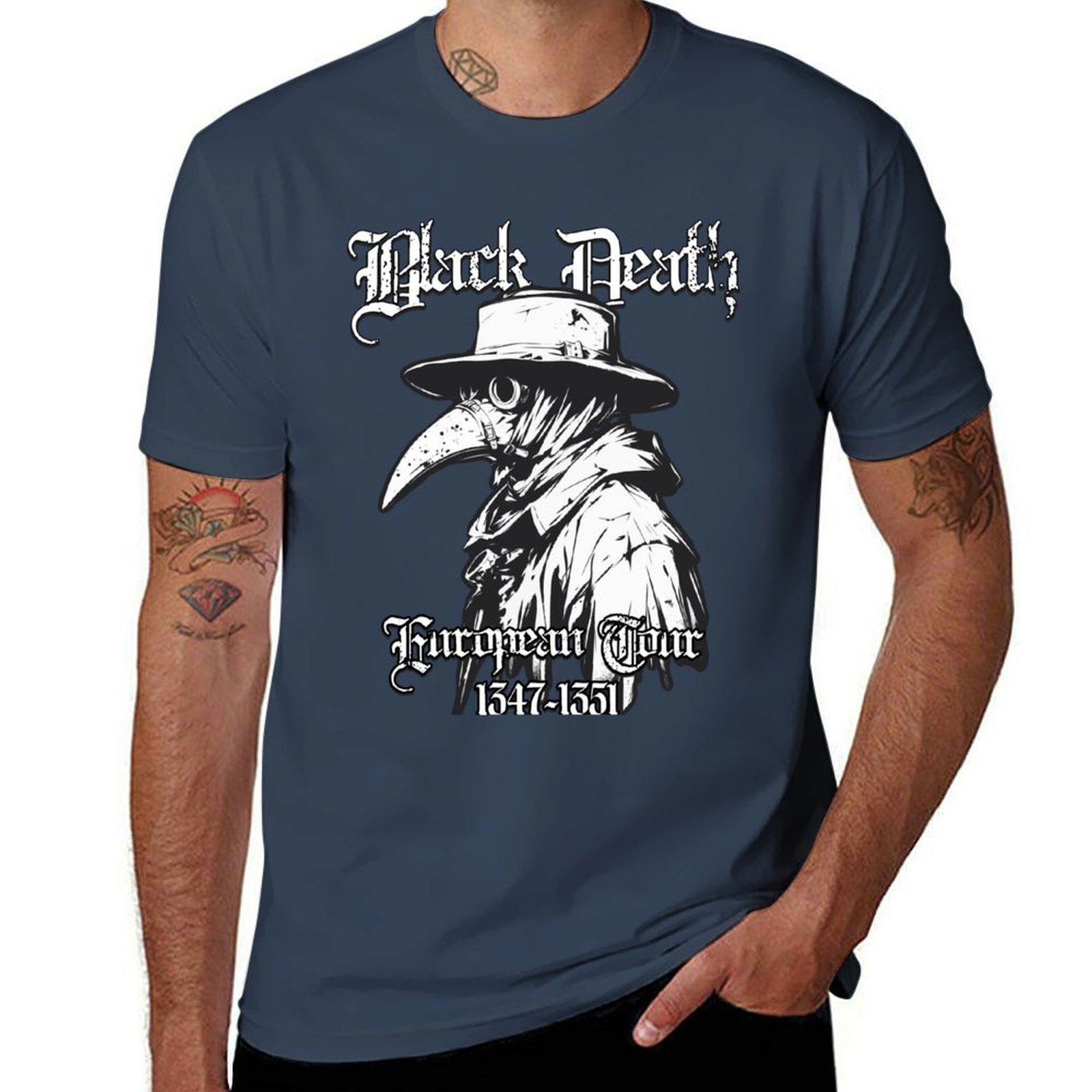 Black Death European Tour 13471351 TShirt Basic Plain Short Sleeve Crew Neck Tee S