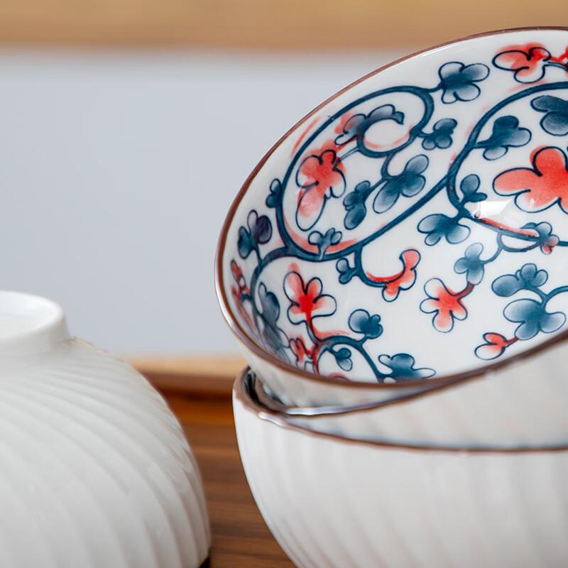Kanda Qingyun Blue Ceramic Rice Bowl Set with Chopsticks