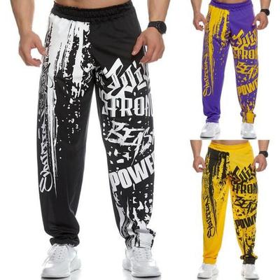 Elastic Waist Print Loose Quick Men Sweatpants Dry Casual Bodybuilding Joggers Pants for Running