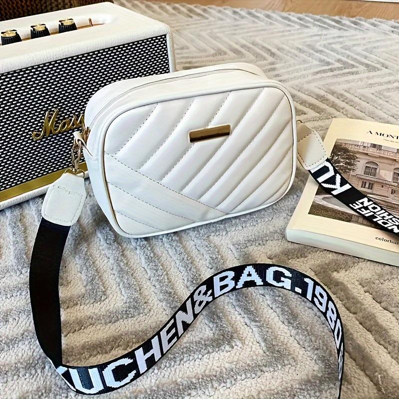 XYNN Damesmode Gewatteerd Patroon Crossbody Tas, Imitatieleer, Casual Schoudertas met Verstelbare Riem wit