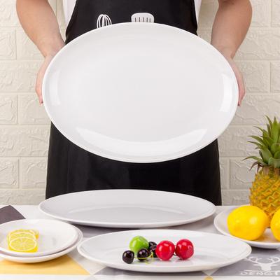9-14 Inch Oval White Melamine Plates Dinner Set Imitation Porcelain Dish Flat Steak Trays Kitchen El Table Service Durable
