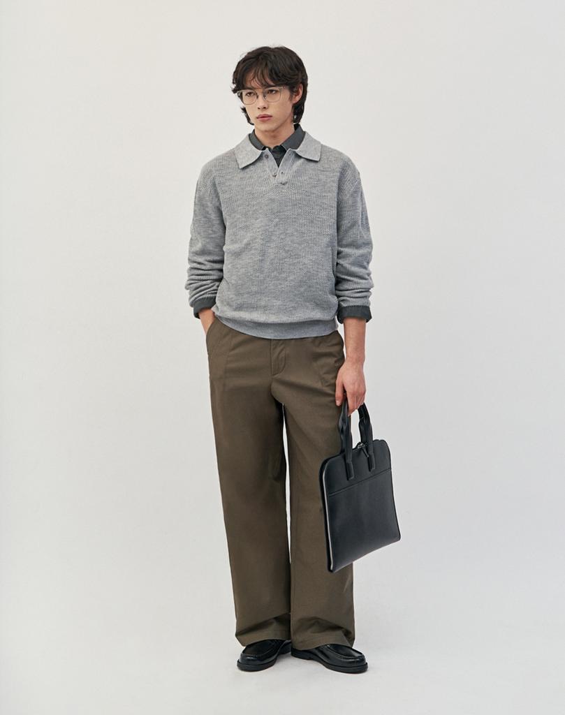 WORK ON BODY OFF Cle Wide Cotton Chino Pants [Olive]
