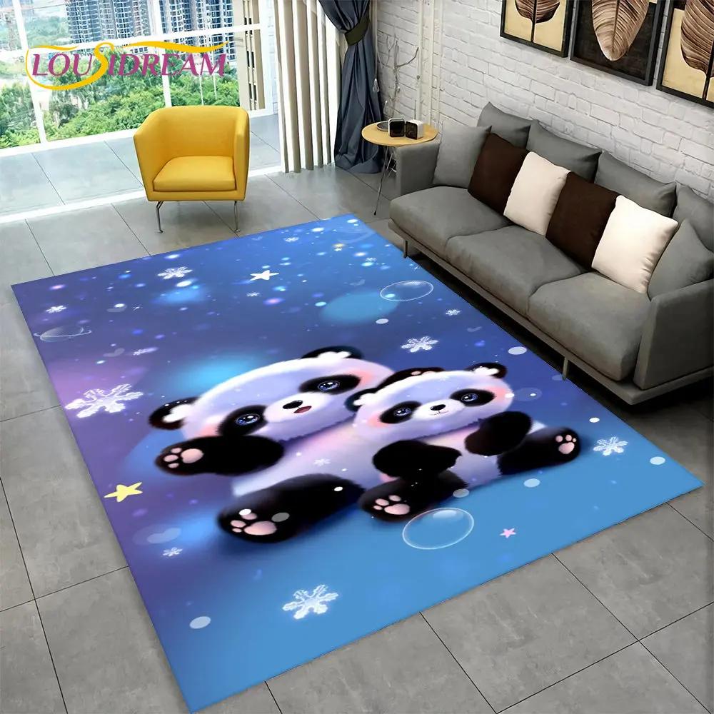 Dywan z motywem zwierząt z kreskówek Panda, dywanik do salonu, sypialni dziecięcej, sofy, wycieraczki, kuchni, antypoślizgowa mata podłogowa