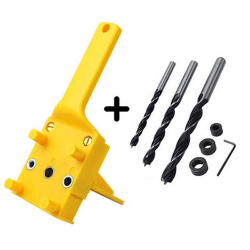 Drilling Guide Tool with 6/8/10mm Hole Punch Locator for Woodworking Projects Including Easy Setup Mechanism