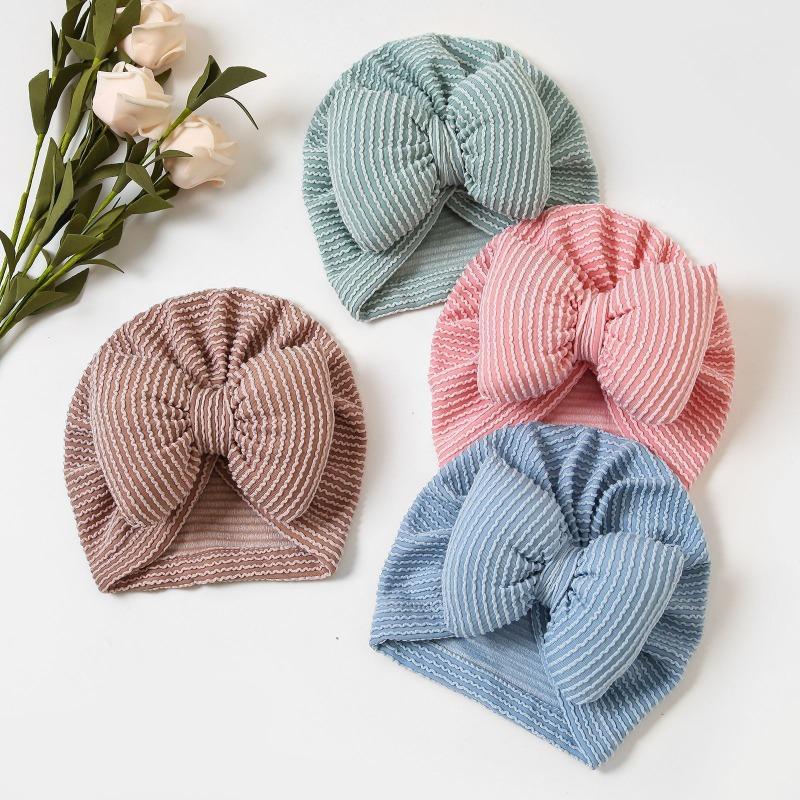 Style Baby Striped Big Bow Headband Hat Baby Products New Indian Hat, Baby Hat