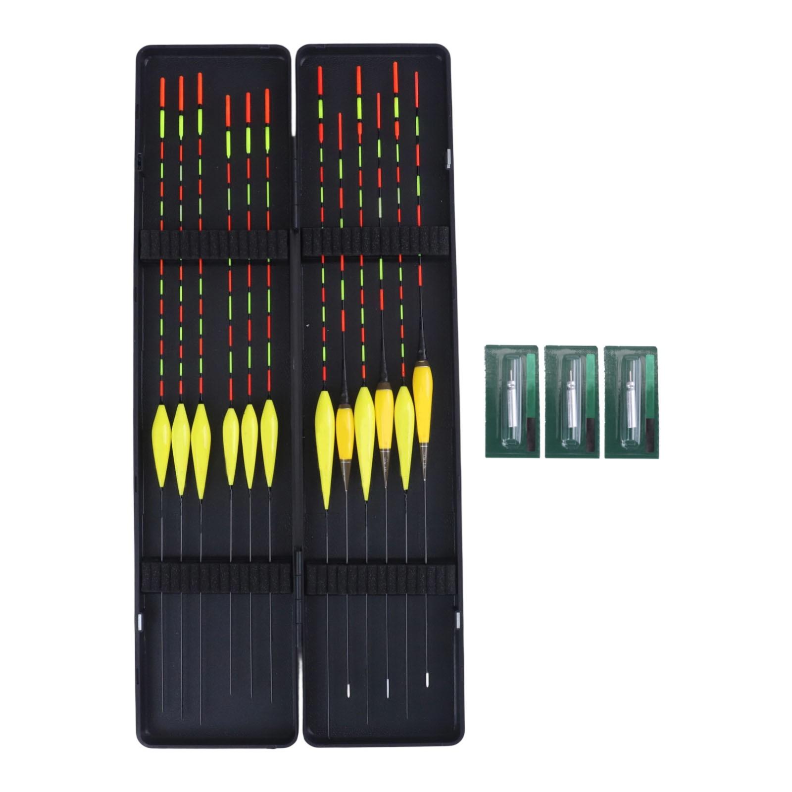 

Fishing Floats 9pcs Day and 3pcs Night Bobbers with Tackle Box for Angling
