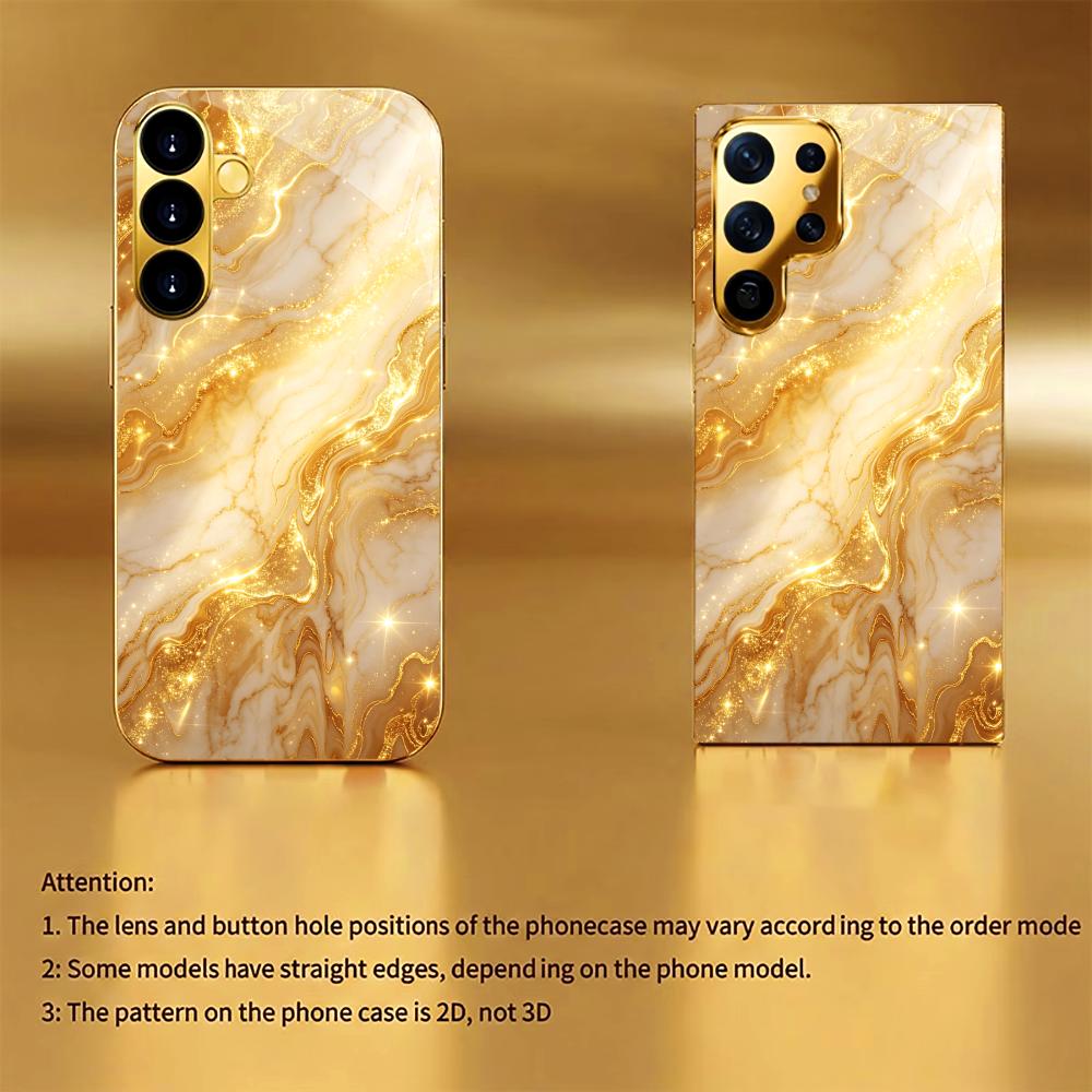 Golden Marble Texture Phone Case S26 Ultra Case S25 Ultra Case Glass for Samsung Galaxy S26 S25 S24 S23 S22 FE Ultra Plus