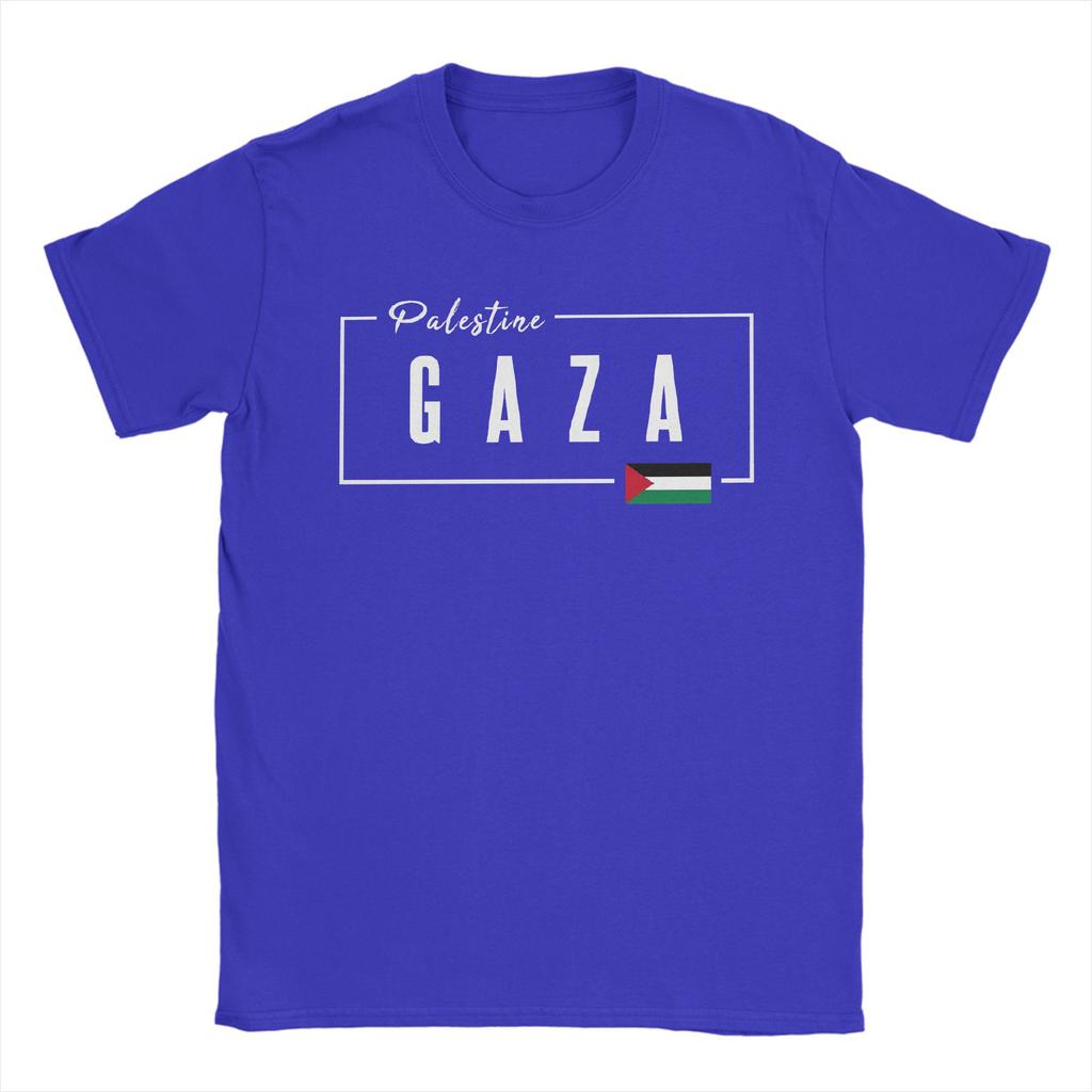 Gaza Palestine Flag T Shirts Men's Pure Cotton Novelty T-Shirt Round Collar Tee Shirt Short Sleeve Clothing Gift Idea