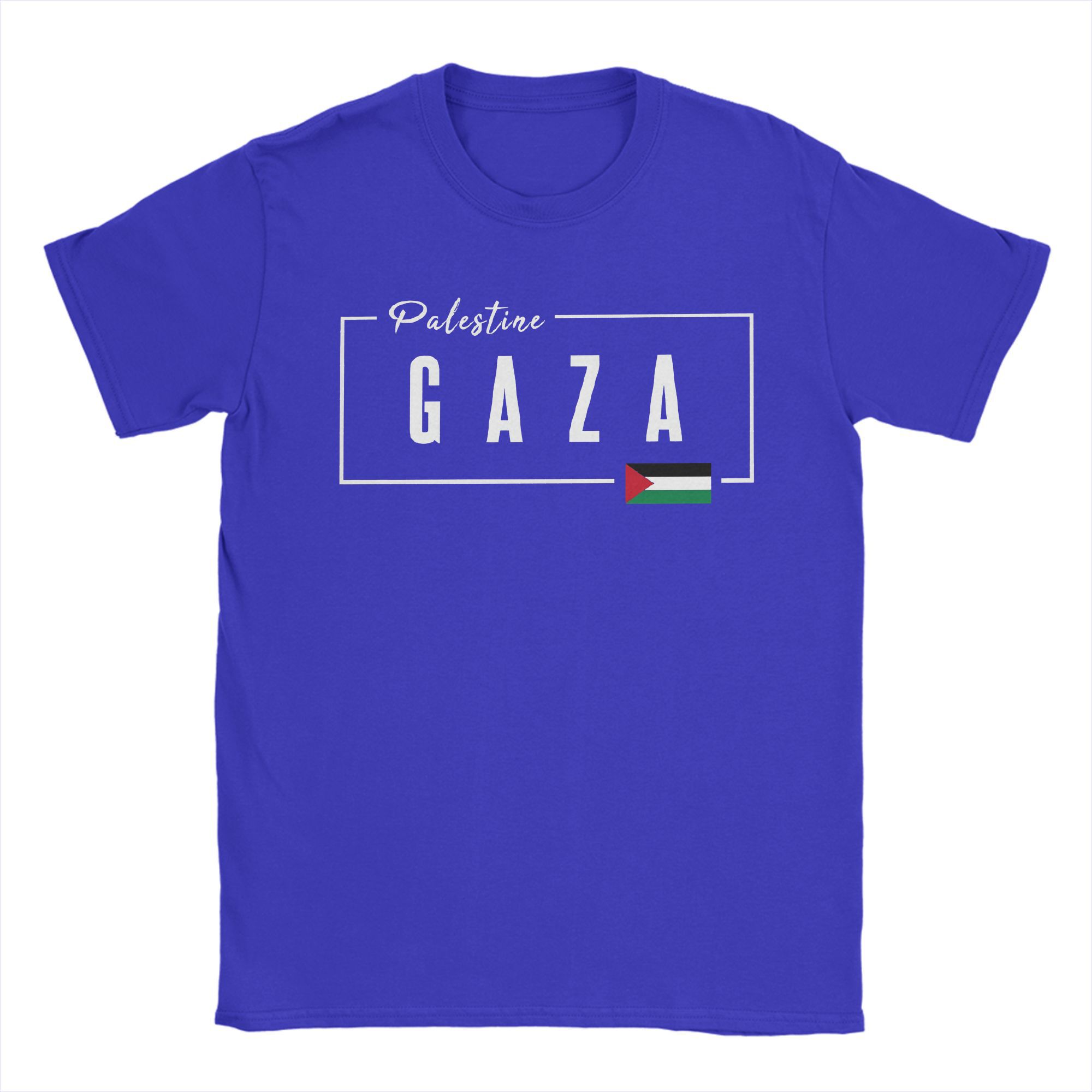 

Gaza Palestine Flag T Shirts Men s Pure Cotton Novelty T-Shirt Round Collar Tee Shirt Short Sleeve Clothing Gift Idea 4XL