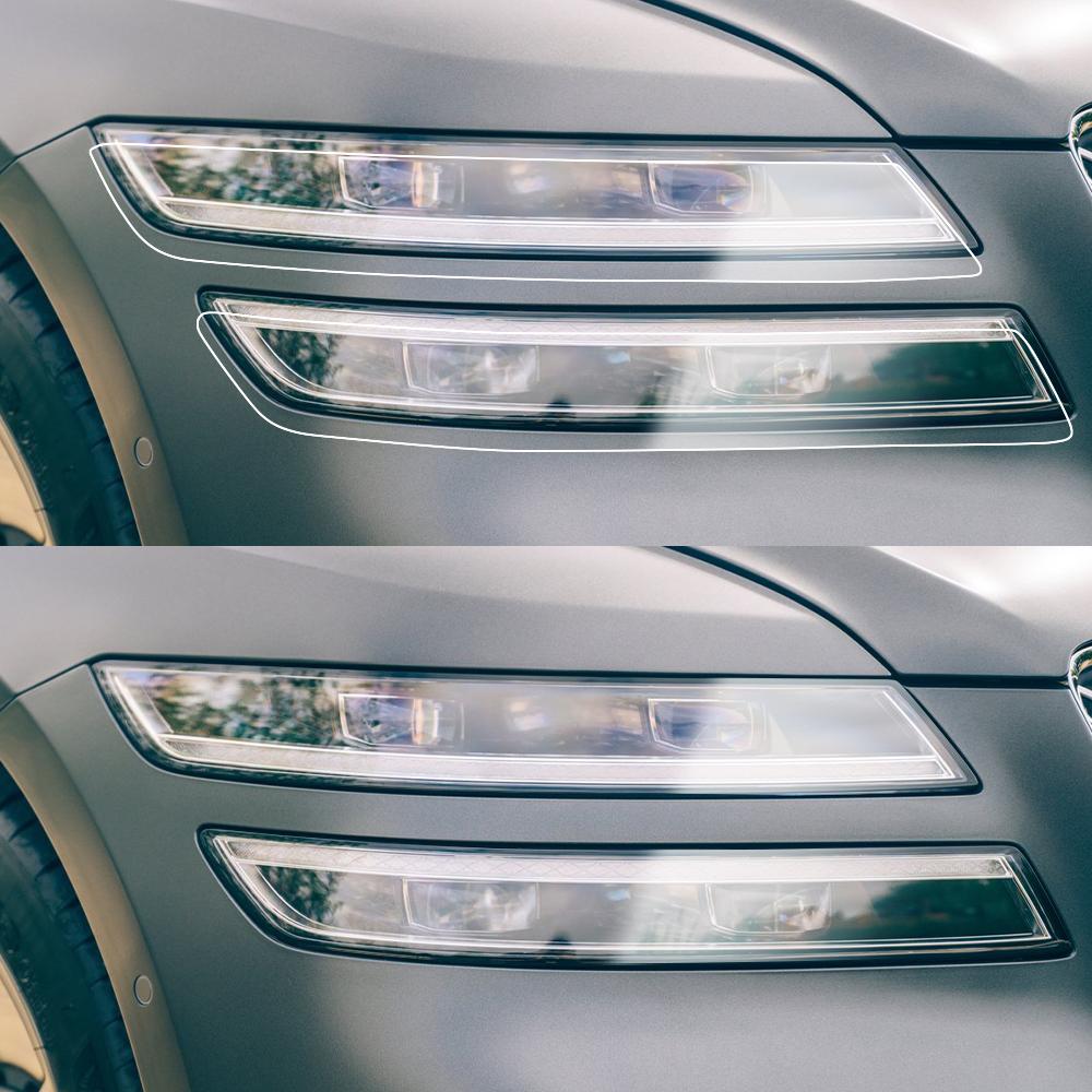 TPU Car Headlight Protection Film For GENESIS G8 E-G80 Smoke Black High-Gloss Pre-Cut PPF Anti-Scratch Car Vinyl Wrapping Kit