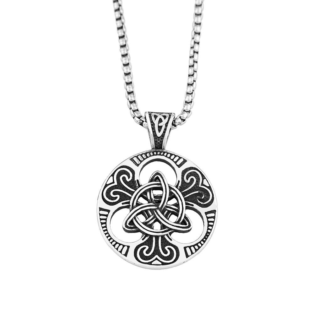Viking Ireland Concentric Knot Stainless Steel Pendant Fashion Personality Round Brand Titanium Steel Necklace Men