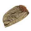 Damer Topphatt Rombus Rhinestones Dekor Plissert Turbanhatt Gullbelagt Pyntet Hatt Elastisk Design Hodeplagg