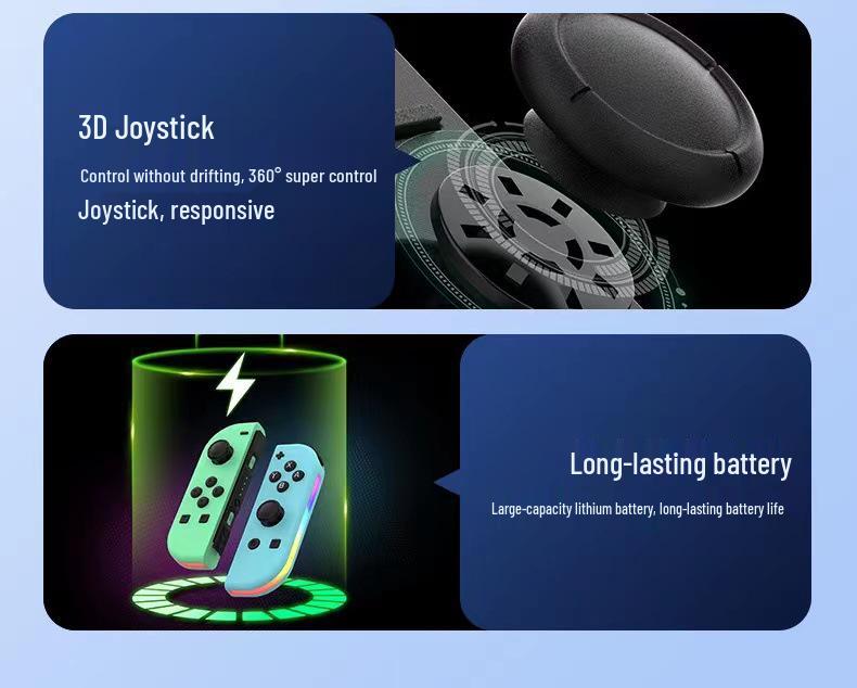 Joycon-style RGB Wireless Bluetooth Game Controller with Switchable Left and Right Small Handles for NS.