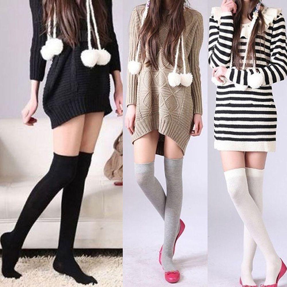 

5 Colors Warm Women Girls Over The Knee Socks Long Cotton Stockings Thigh High кофейный