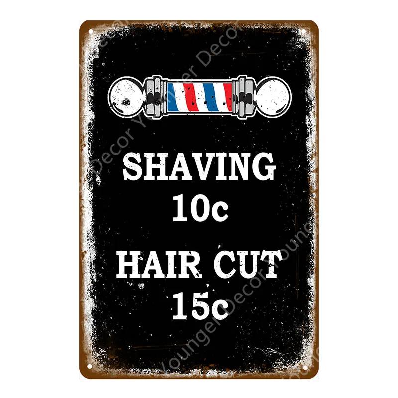 Vintage Barber Shop Metal Signs Shaving Hair Cut Poster Cafe Bar Pub Retro Plaque Haircut and Shave Beard Iron Plates YL002