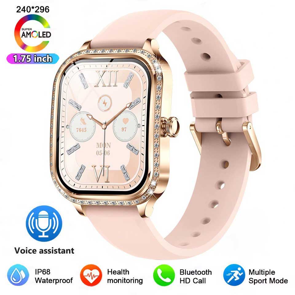 2025 New GPS Track Smart Watch Ladies 466*466 HD Screen Heart Rate Blood Pressure BT Call Smartwatches Women For Android IOS