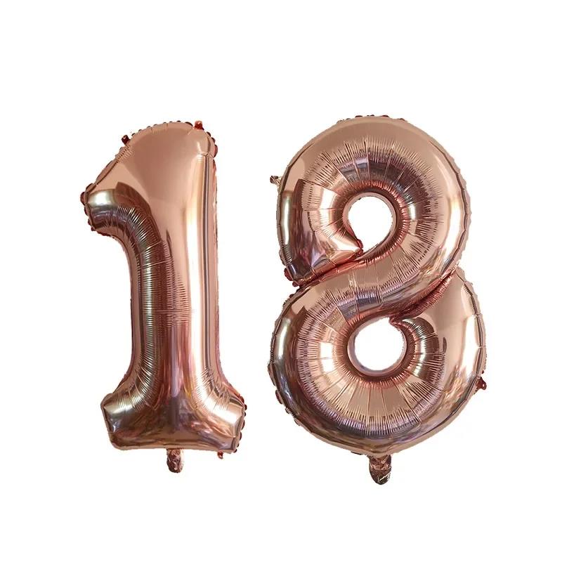 2Pcs 32 Inch Gold Silver Black Blue Red Helium Foil Number Balloon 10 11 12 13 14 15 Happy Birthday Party Decoration Supplies 5