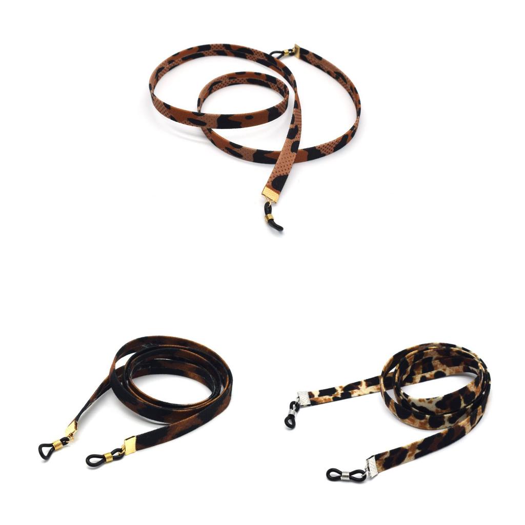 Leopard Print Eyewear Chain For Women With Fabric Material And Geometric Line Design