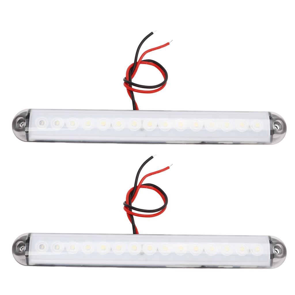 2PCS Car Side Marker Lights IP65 Waterproof 15 LED Crystal Lamp Beads White Light Universal for RVs Ships Yachts