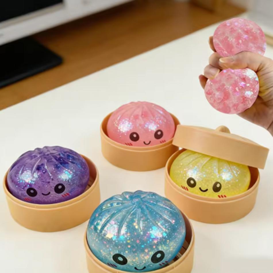 Regalo IN Regali Realistico Gigante Raviolo Spremibile con Cestello di Bambù Morbido Palla di Impasto TPR Giocattolo Decompressione Fidget Divertente Creativo