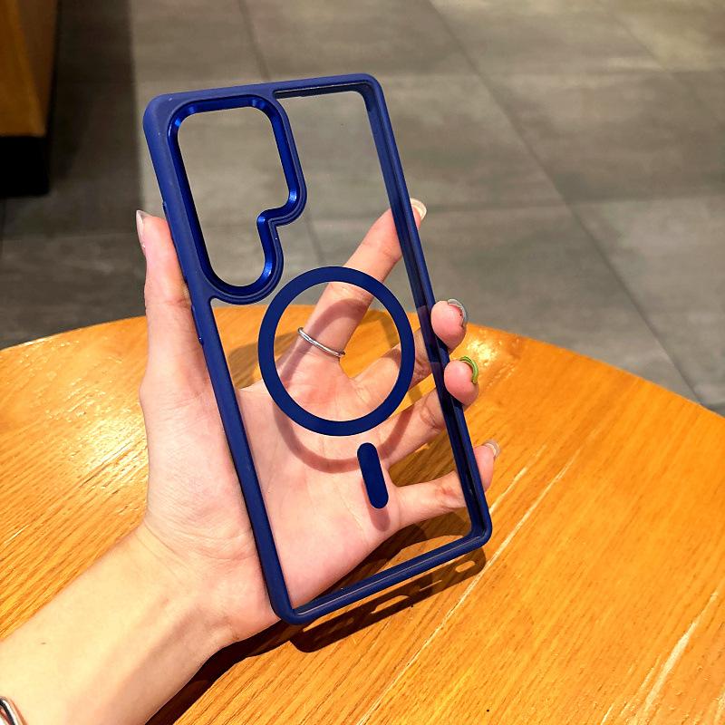 Gold Shield Magnetic Suction Suitable for New Samsung S25Utra Mobile Phone Case S24 Full-pack Magnetic Suction Protective Case Metal Camera Frame