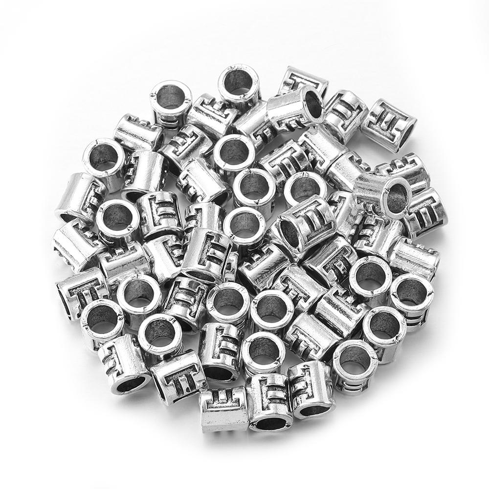 60pcs/lot Twelve Constellations Beads Alloy Beads Big Hole Tube Beads Spacer Loose Beads For Jewelry Making DIY Accessories