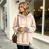 Women's Casual Long Sleeve Sweatshirt with Striped and Plaid Patchwork, Loose Fit, Two-Piece Look