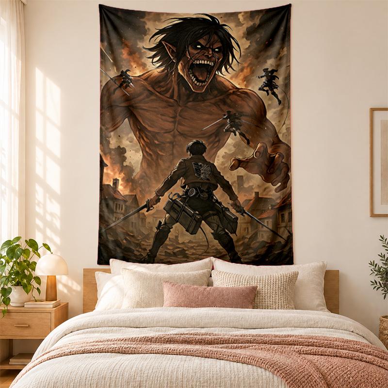 Tapestry Attack on Titan wysokiej jakości do dekoracji salonu sypialni ścian akademika idealne jako dekoracja ścienna do sypialni lub prezent świąteczny