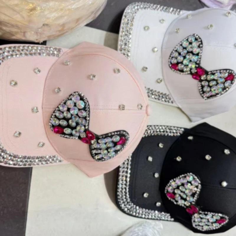 Handmade Diamond Cowboy Hat Spring and Autumn Diamond Diamond Peaked Hat Baseball Cap Women's Outdoor Fashion Sun Hat Tide