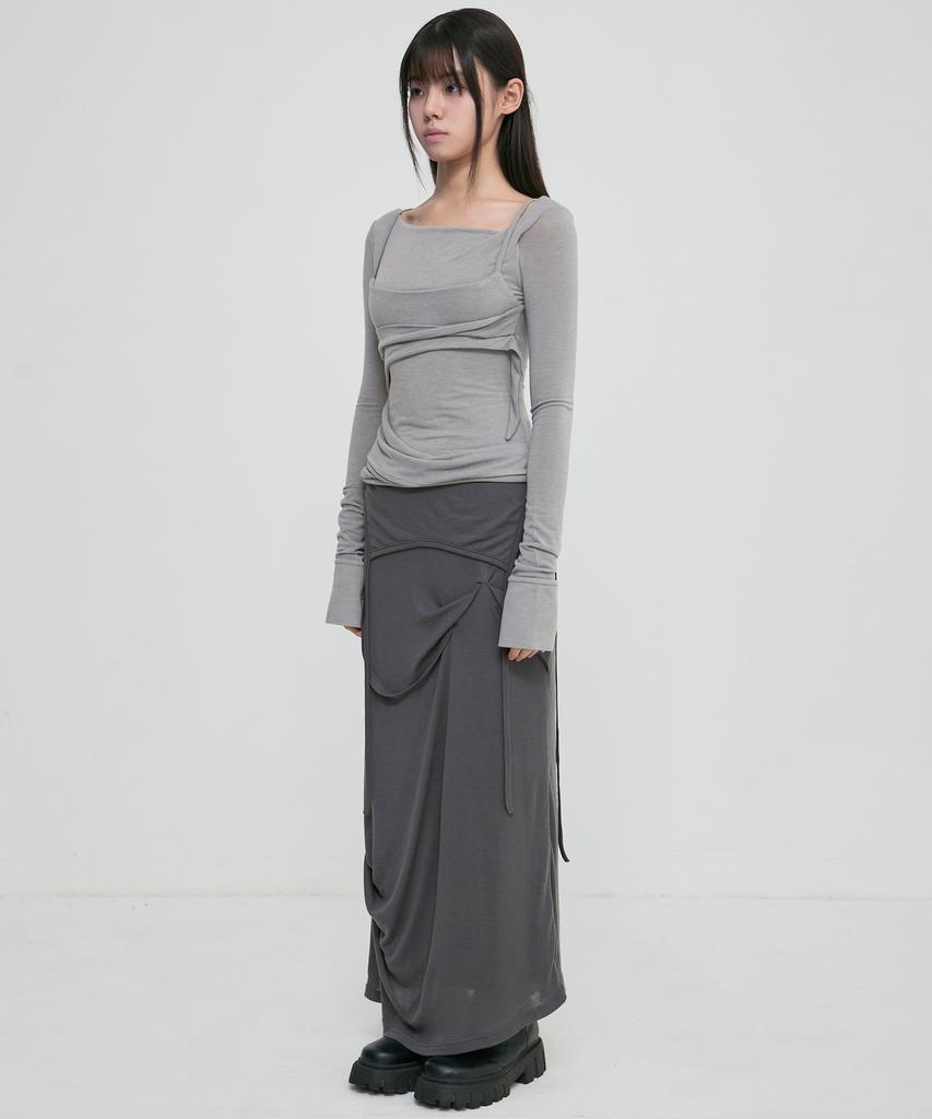Peulleeoeob Layered Bustier Long Sleeve (Fl-105_Gray)