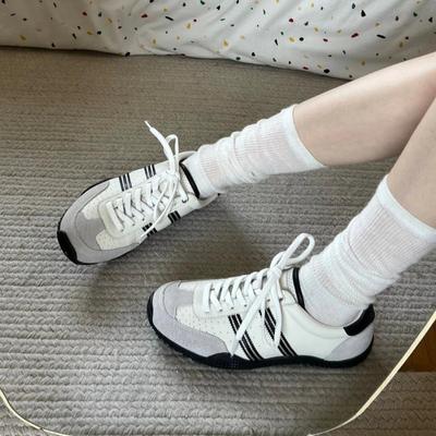 Genuine Leather Training Shoes Women's Spring and Autumn Flat Bottom Retro Casual Sports Board Shoes Versatile Soft Sole Single Shoes