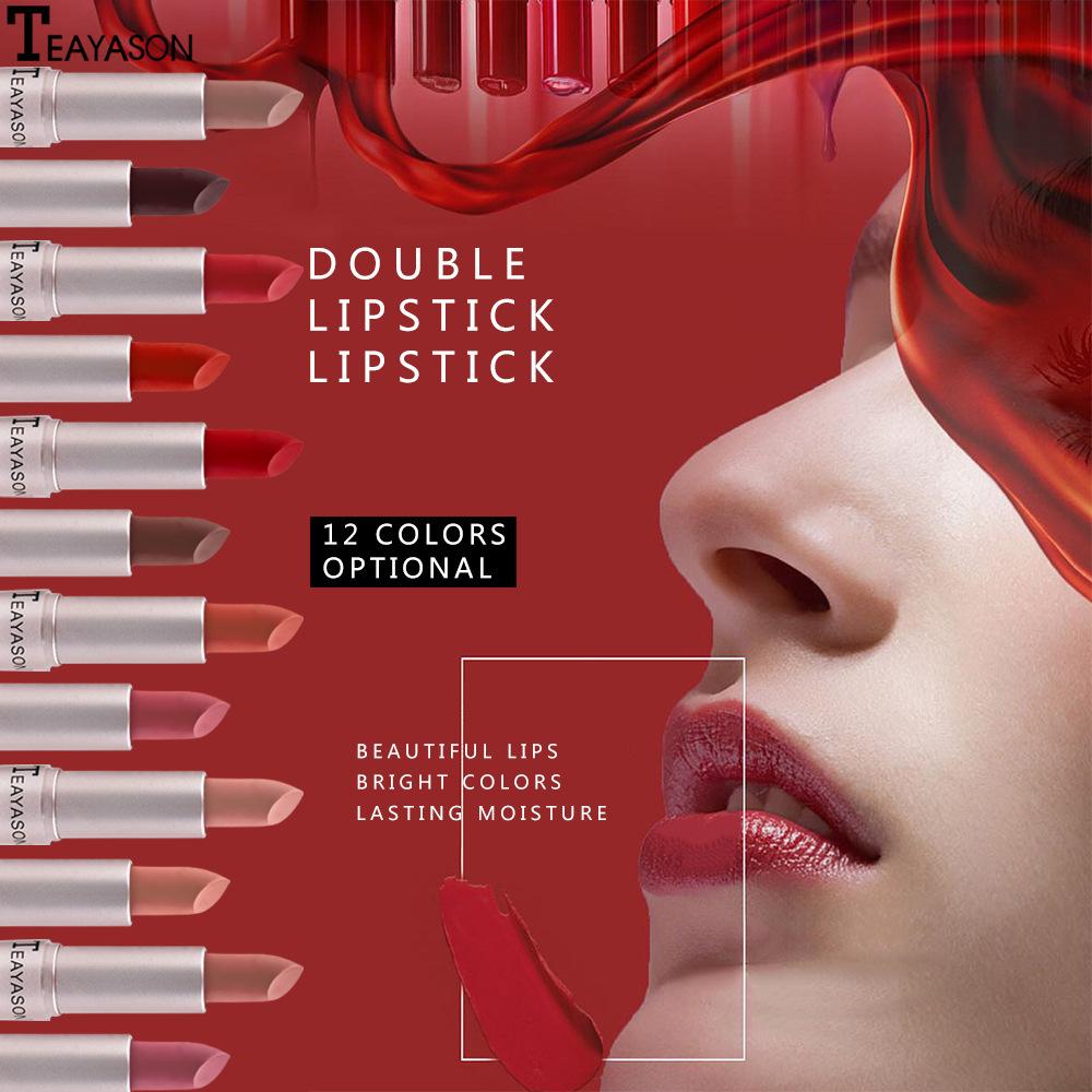 2 In 1 Double Head Matte Lipstick Lip Gloss, Long Lasting Waterproof Non-Stick Cup Lipstick