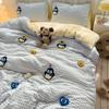 Applique Embroidery Ins Towel Embroidery Washed Cotton Four-piece Quilt Cover Bed Sheet Dormitory Three-piece Bedding Set Bed Sheet Quilt Cover