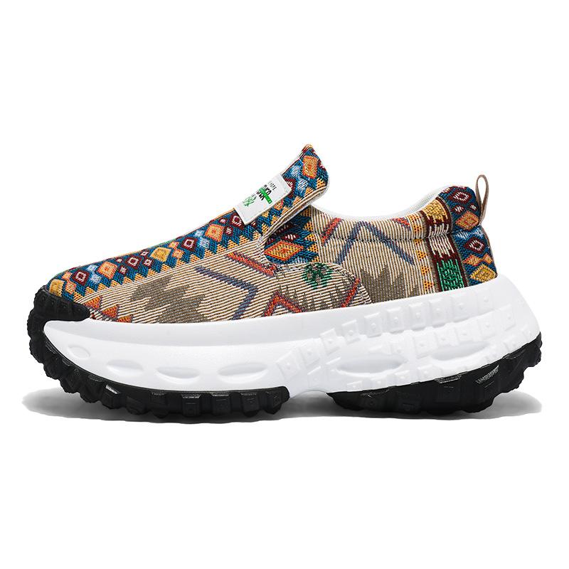 Men's Shoes Spring New Breathable Embroidered Dad Shoes Thick Sole Heightened Lazy Pedal Casual Sports Shoes Trendy Shoes