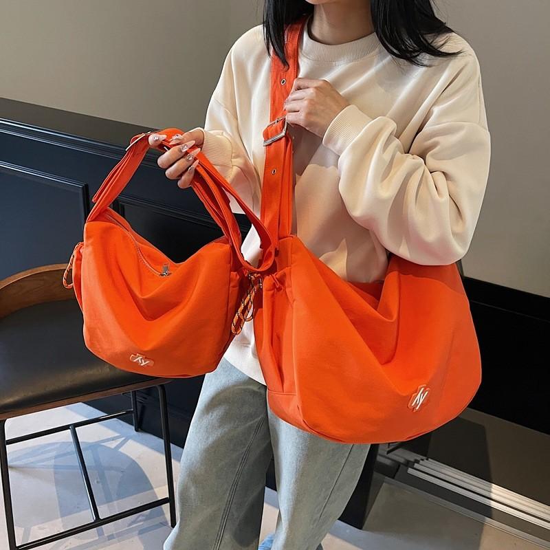 Urban Minimalist Nylon Crossbody Bag With Zipper Pockets For Daily Use