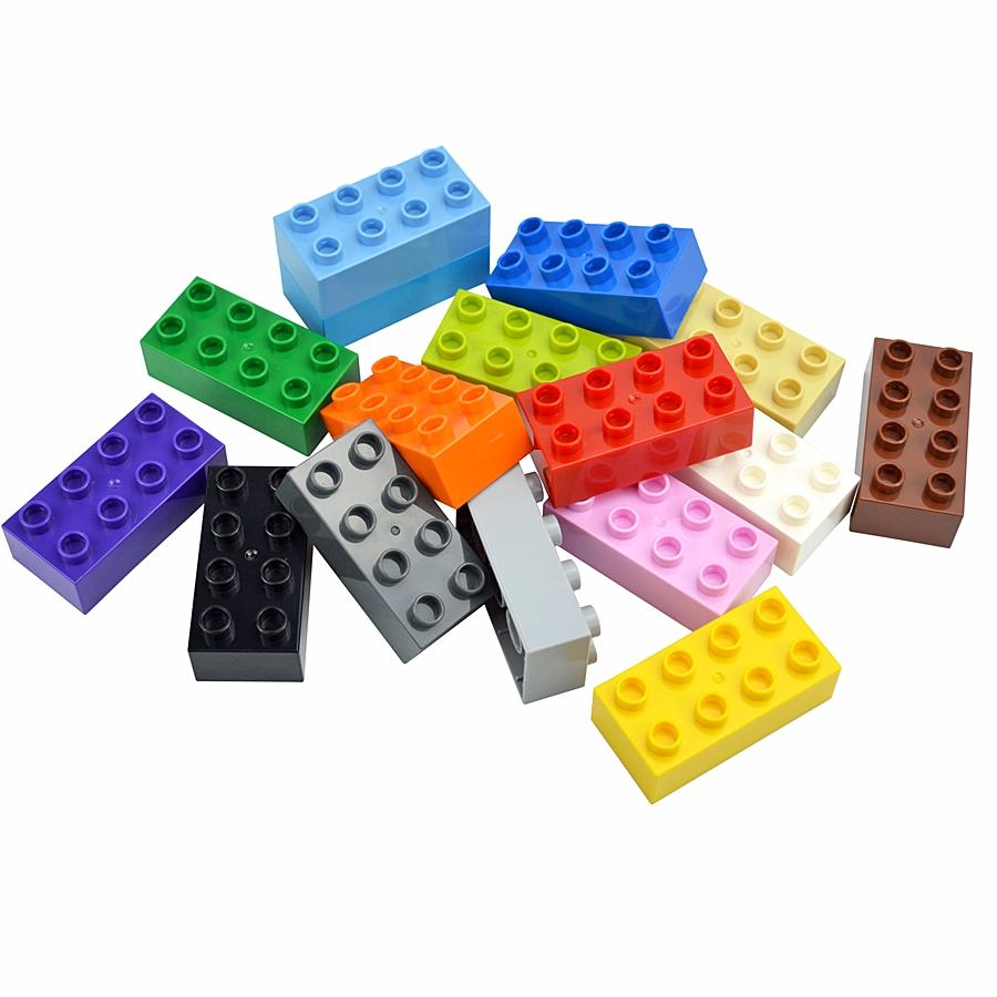 6Pcs 2x4 Dots Big Size Brick Thick Building Blocks 2*4 Classic Educational Part Accessories MOC Compatible Large Toy Kid Duploes