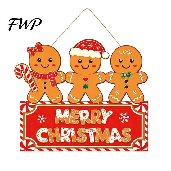 Winter Festive Home Decorations Christmas Wooden Sign Hanging Ornament, Multi-Layer Tree Wood Plaque Handcrafted Holiday Decor with Rope, Merry