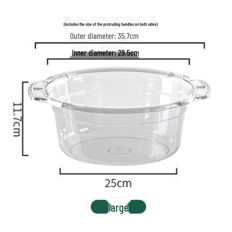 Extra-Thick Transparent Washbasin for Household, Dormitory, Laundry, and Kitchen Use