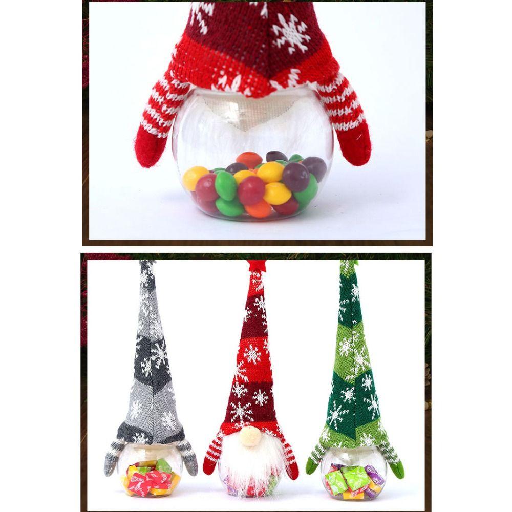 Green Red Grey Christmas Candy Jar Cartoon Gnome Doll Ornament New Gift Bag
