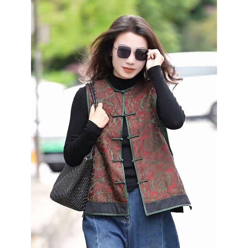 Women s Clothing, National Style Tang Suit Jacket, Layered Vest, Song Brocade Jacket, Women s Top, 2026 New Model, Sleeveless Jacket, Vest Red Vest S