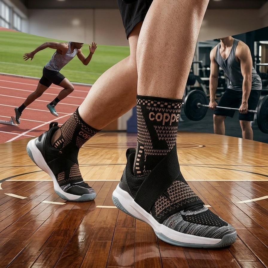 2 sztuki miedzianowy regulowany kompresyjny stabilizator kostki, oddychający elastyczny dzianinowy nylonowy sportowy stabilizator kostki do biegania, koszykówki, kolarstwa