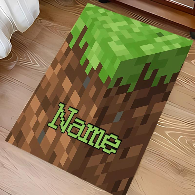Custom Personalization Game Block Pixel World Print Area Rug - Soft, Washable Non-Slip Indoor Mat,Living Room,Home&Office Decorative Rug