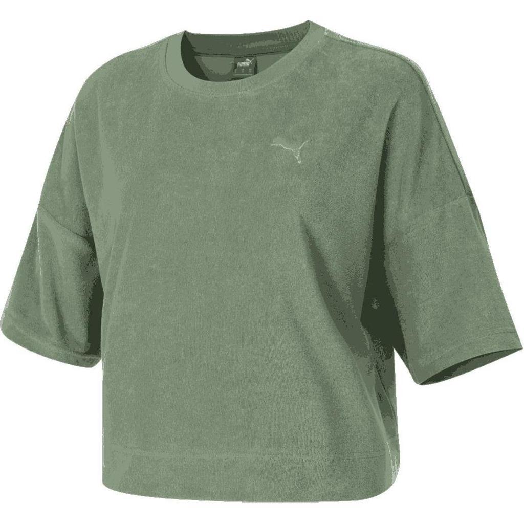 Puma Loose Fit Round Neck Solid Color Short Sleeve T-Shirt Women Tops Green 684357-32