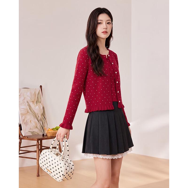 IEF Women's Polka Dot Knitted Top & Suspender Two-Piece Set