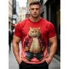 Summer Fashion Men's Fun Cat 3D Printed T-shirt Comfortable Soft Breathable Loose Large Casual Sports Versatile Short Sleeve T-shirt
