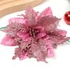 5/10Pcs Glitter Christmas Artificial Flowers Christmas Tree Hanging Pendant Ornaments for Xmas New Year Navidad Party Home Decor