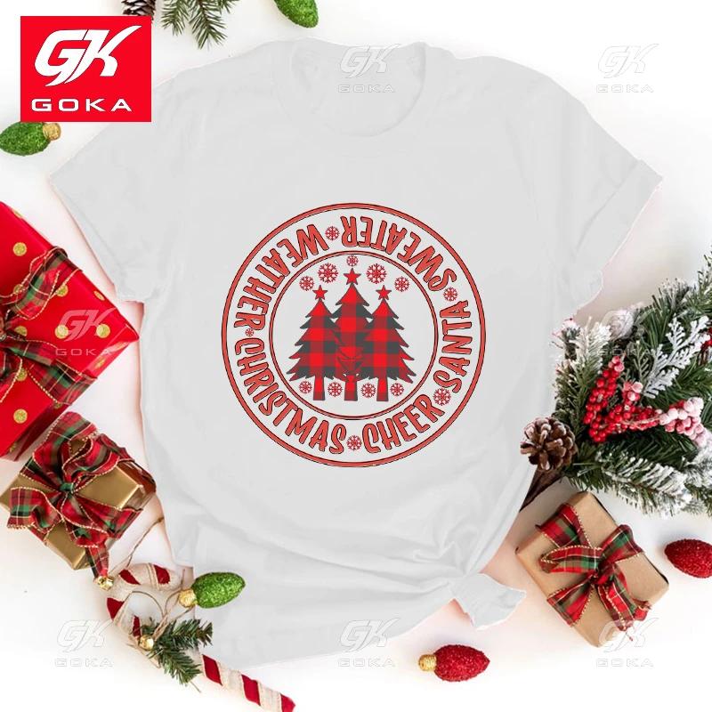 

New Christmas Cheer Santa Sweater Weather Print Cotton T Shirt Womens Unisexs Casual Round Neck Tees Tops Cool Hip Hop Short Sleeve S