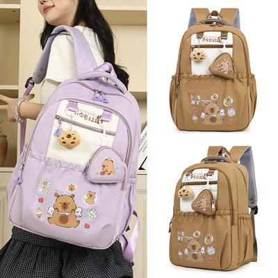 New Schoolbag Women's Large-capacity Cute Cartoon Backpack Junior High School Primary School Students Durable Lightweight Backpack